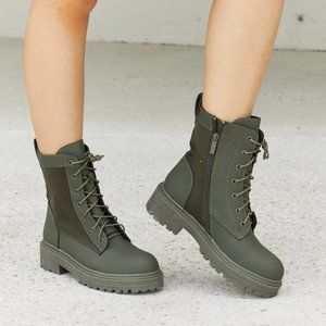 Weeboo City Mood Lug Sole Lace-Up Combat Booties